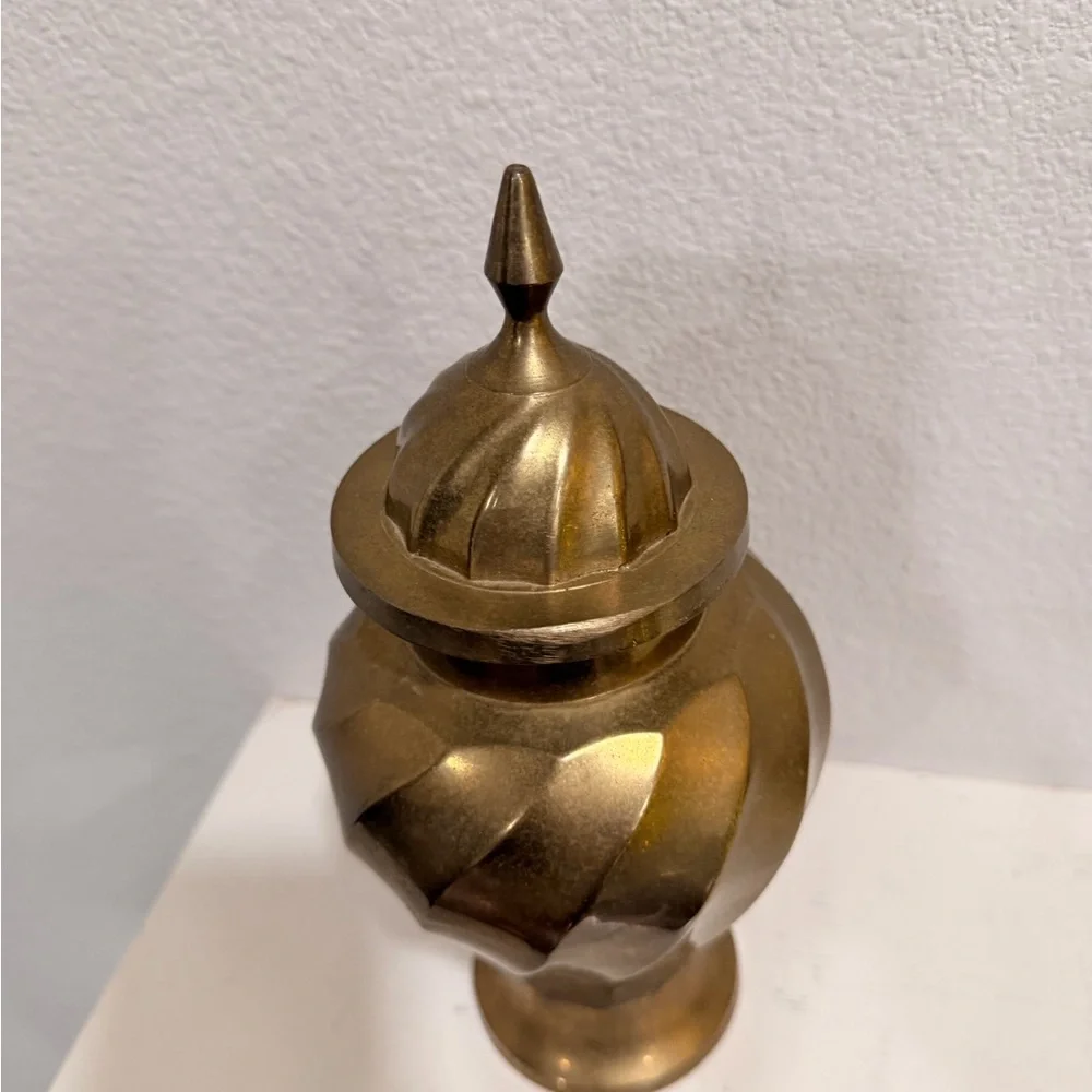 Vintage Brass Lidded Jar | Mid Century Modern Hollywood‎ Regency Decor
